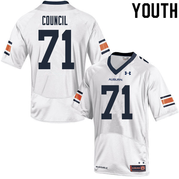 Youth #71 Brandon Council Auburn Tigers College Football Jerseys Sale-White - Click Image to Close